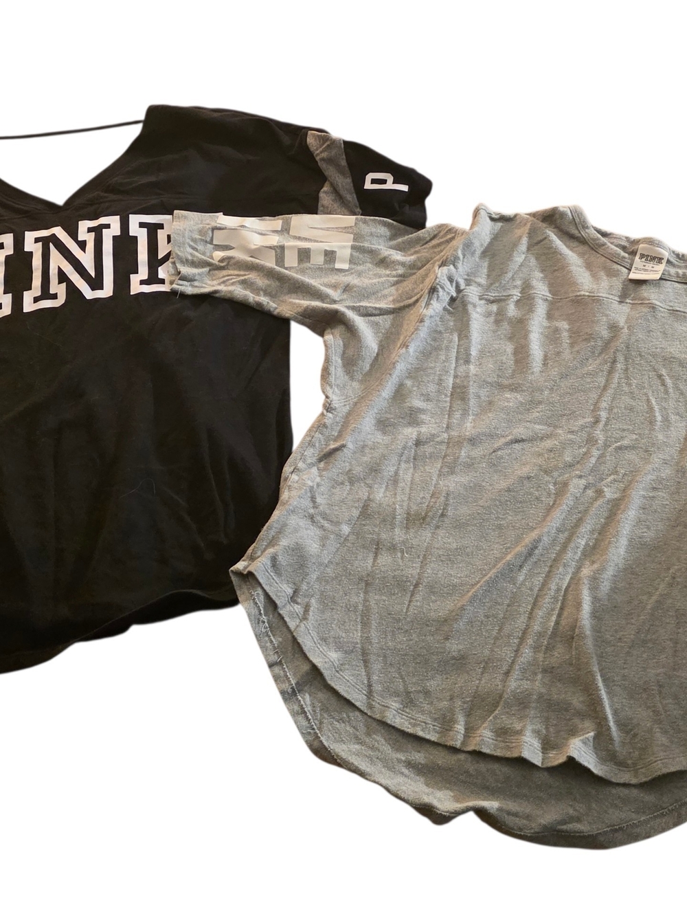 PINK Victoria's Secret  Black Graphic Tee & Gray Top - bundle of 2